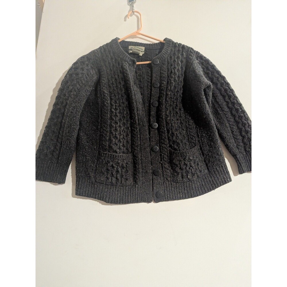 Aran Women's Irish Cardigan Cable Knit Sweater Merino Wool Lumber Jacket Sz M‎